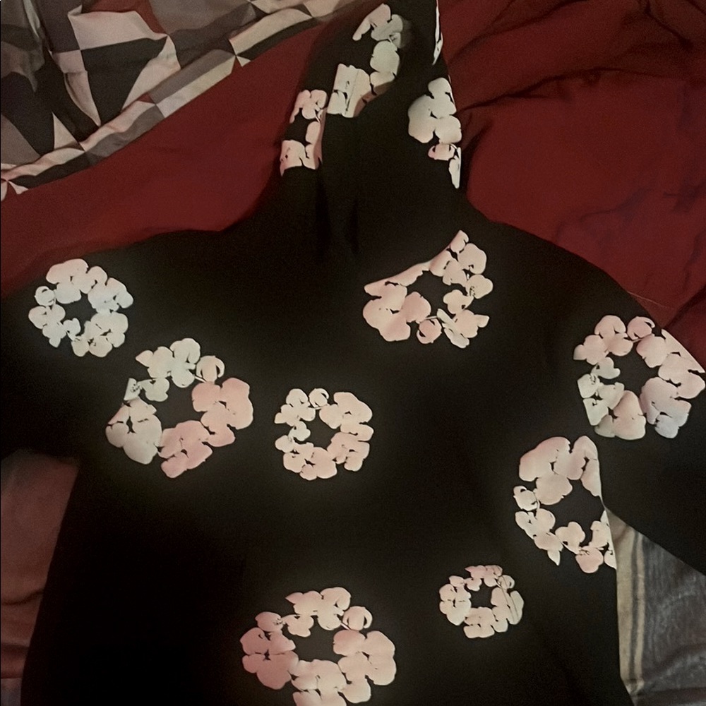 Black and white denim tears hoodie